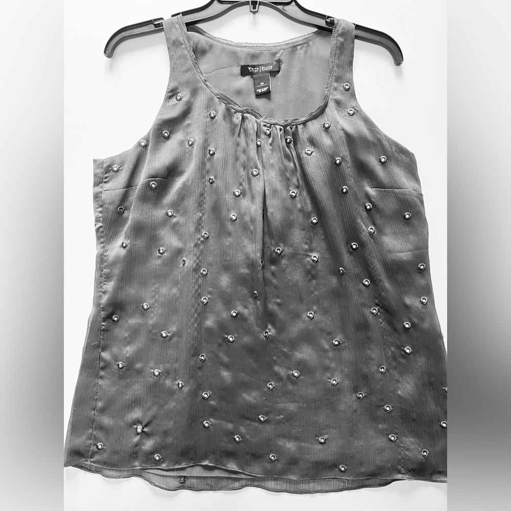 WHBM - Vintage Sleeveless Grey Flowy Shell